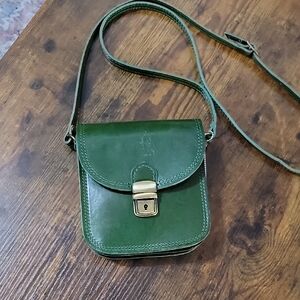 Vera Pelle Forest Green Leather Crossbody Bag